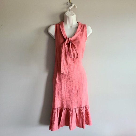 Linen dress with bow. - Picture 1 of 7
